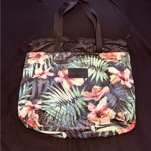 ALOHAS Tropical Floral Black Tote Bag